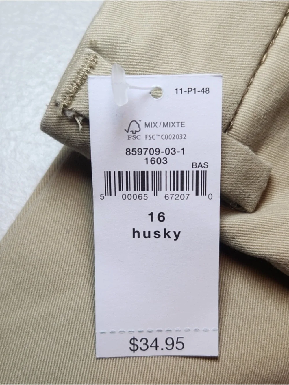 NWT GAP Boys Chino Pants in Khaki‎ Classic Preppy Casual School Uniform 16 Husky